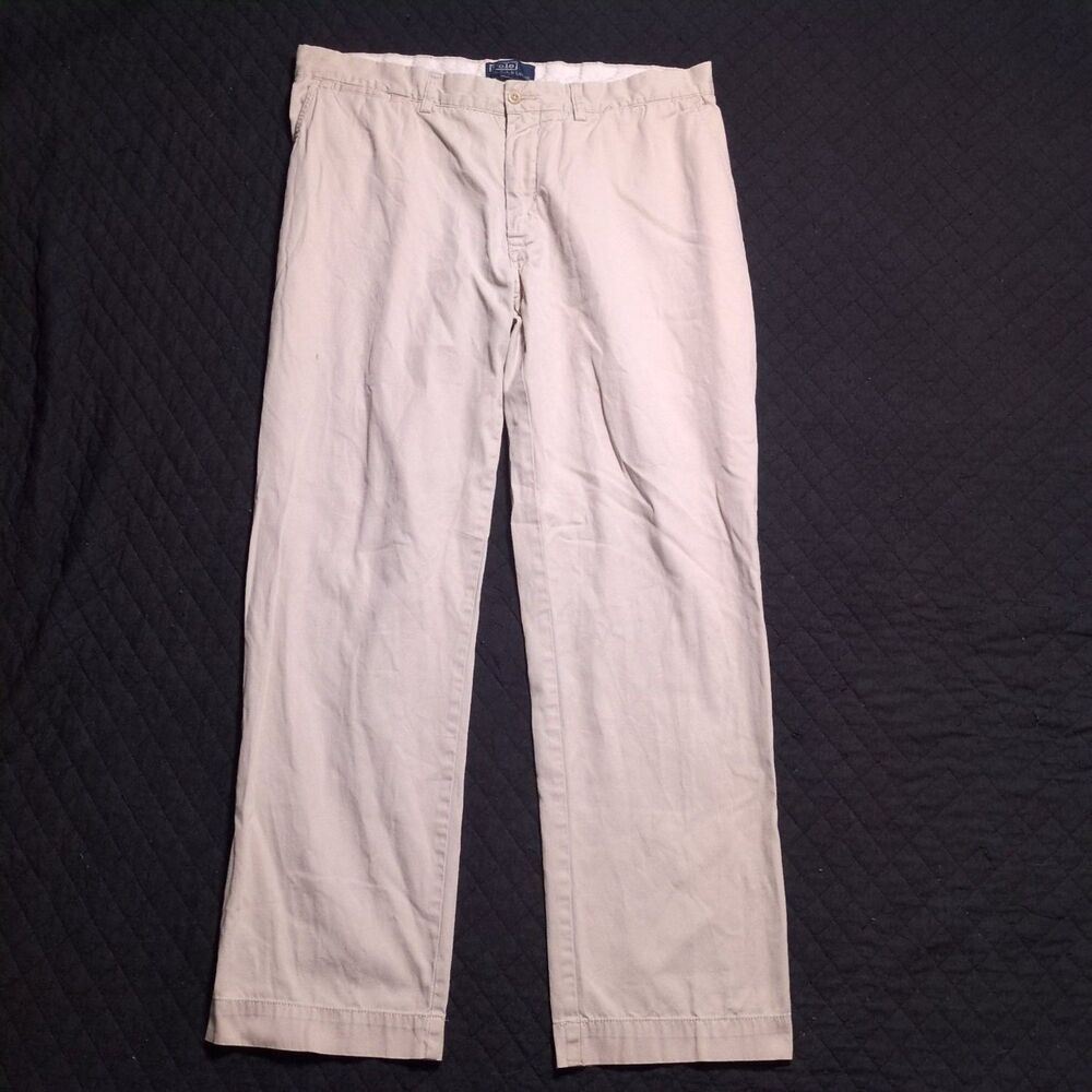 VTG Polo Ralph Lauren Chino Pants Mens 38x32 Beige Khaki Straight Leg